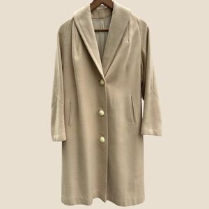 Vintage Mikado 100% Cashmere Camel Mid-Length Coat VTG Large READ Measurements